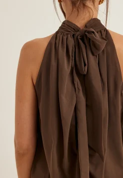 Asymmetric Chiffon Halterneck Dress