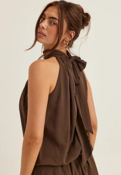 Asymmetric Chiffon Halterneck Dress