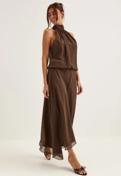 Asymmetric Chiffon Halterneck Dress