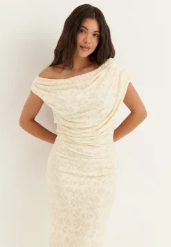 Asymmetric Draped Burnout Maxi Dress