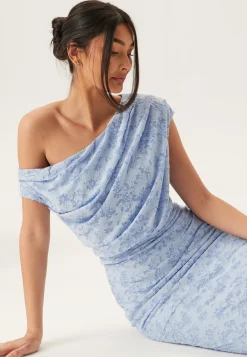 Asymmetric Draped Burnout Maxi Dress