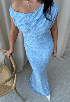 Asymmetric Draped Burnout Maxi Dress