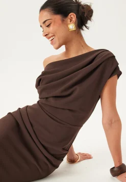 Asymmetric Draped Maxi Dress