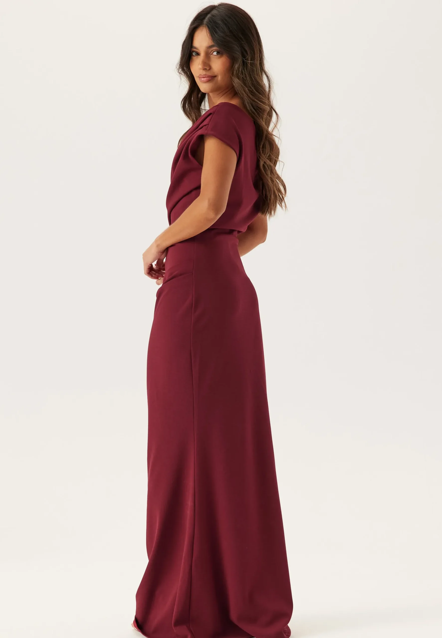 Asymmetric Draped Maxi Dress