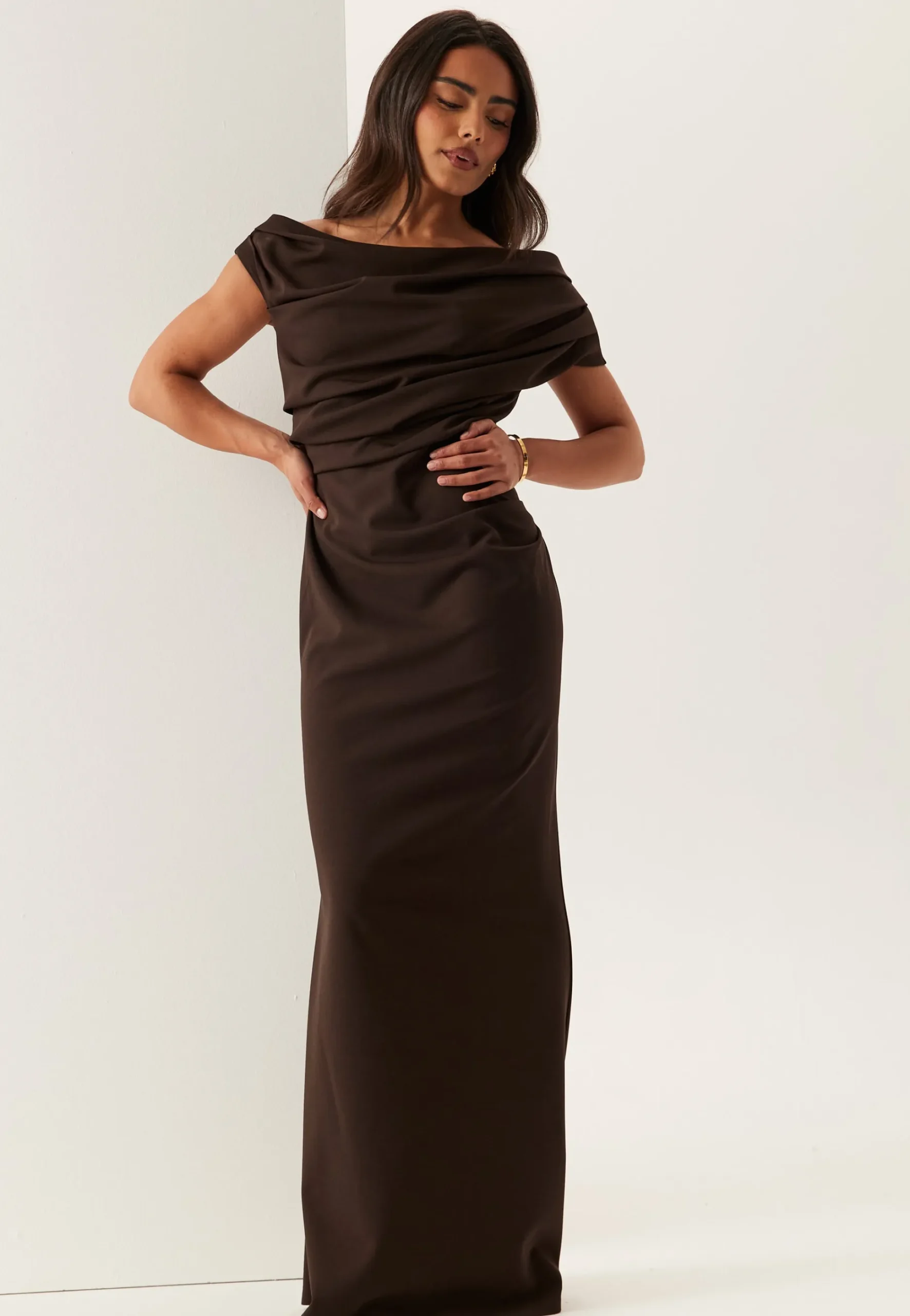 Asymmetric Draped Maxi Dress