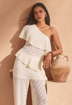 Asymmetric Frill Lace Top