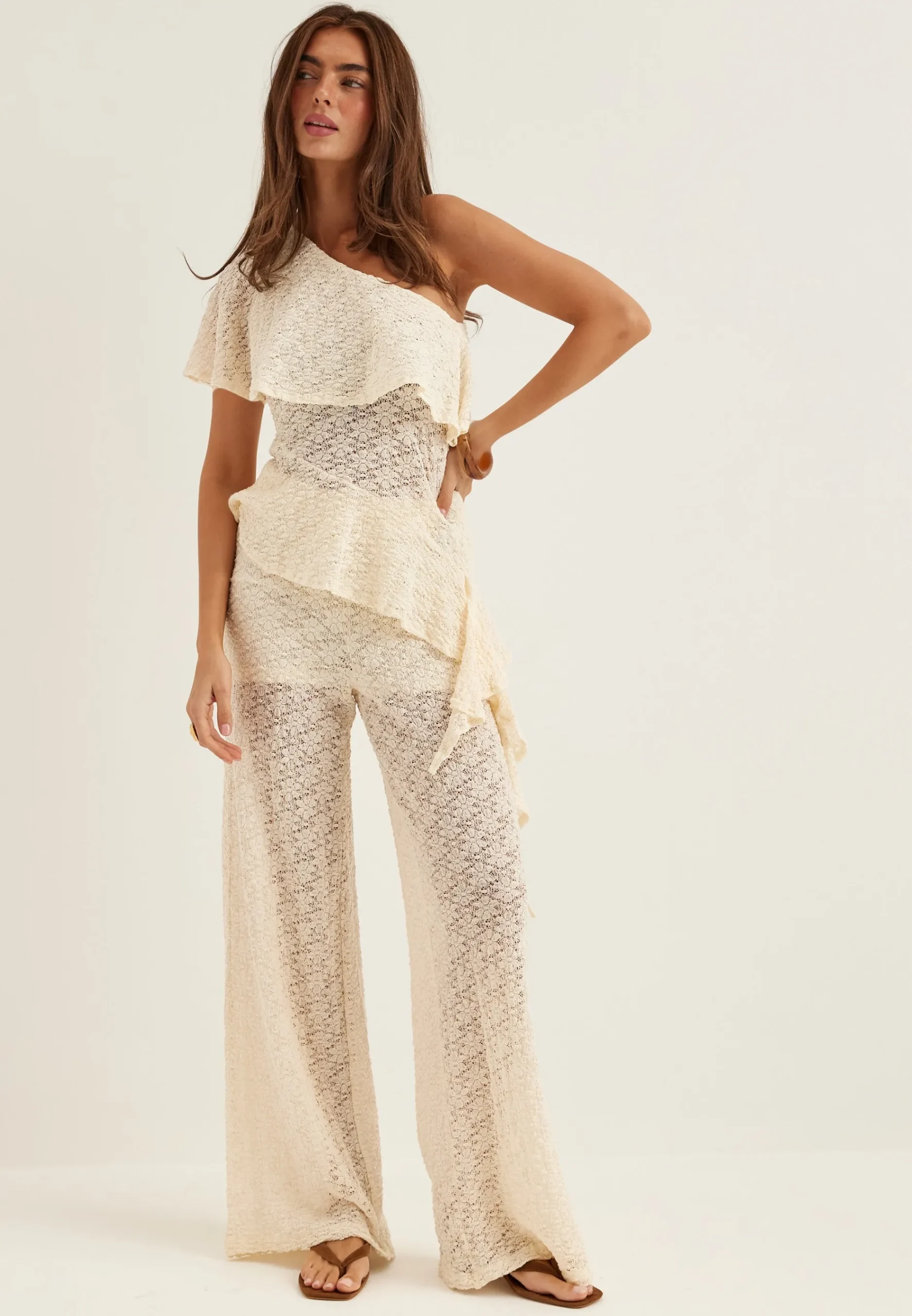 Asymmetric Frill Lace Top