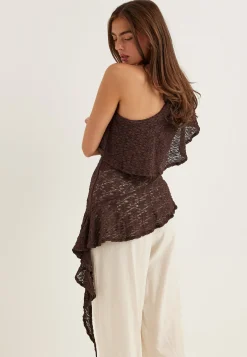 Asymmetric Frill Lace Top