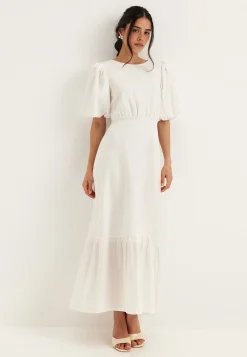 Balloon Sleeve Linen Maxi Dress