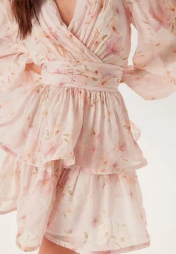 Balloon Sleeve Short Flounce Dress