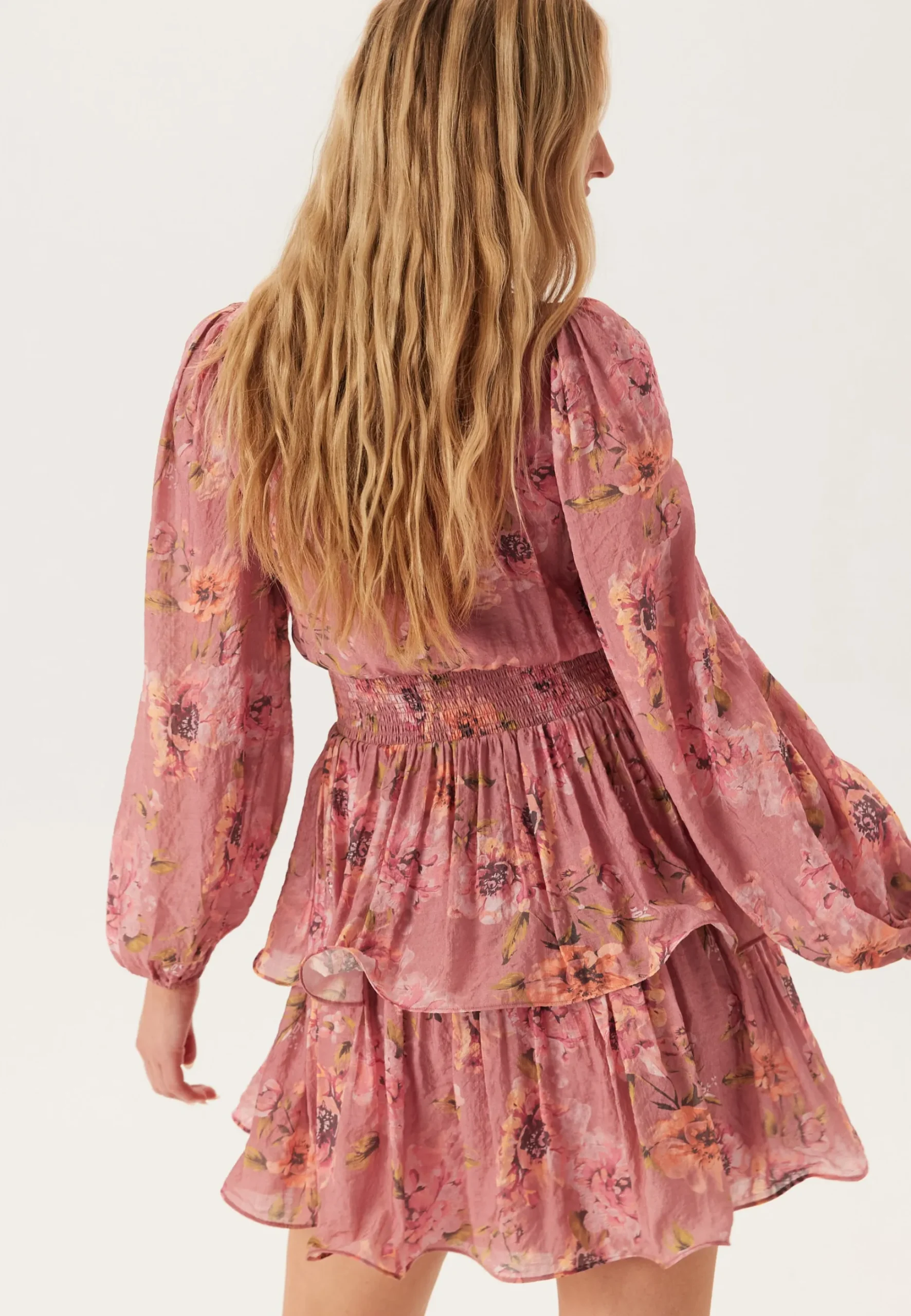 Balloon Sleeve Short Flounce Dress