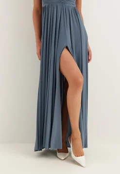Bardot Rouched Maxi Split Dress