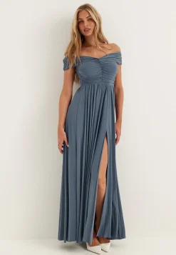 Bardot Rouched Maxi Split Dress