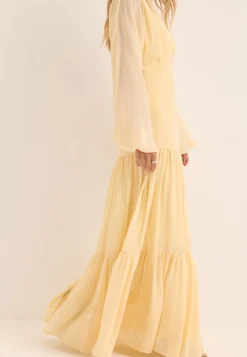 Batwing Chiffon Tiered Maxi Dress