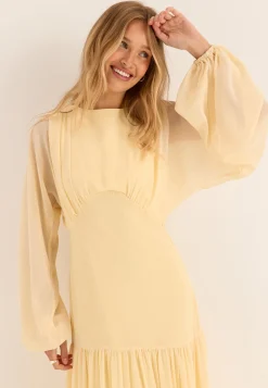 Batwing Chiffon Tiered Maxi Dress