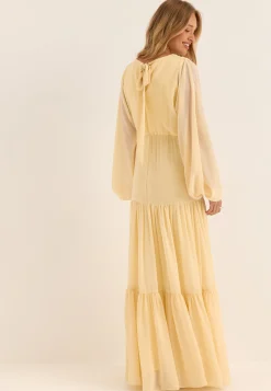 Batwing Chiffon Tiered Maxi Dress