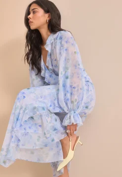 Belted Chiffon Midi Dress
