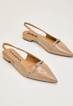 Biabari Pointy Flat Slingback Faux Leather