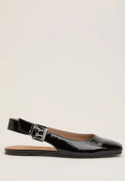 Biarose Karré Flat Buckle Slingback Faux Leather