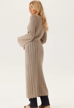 Boat Neck Structure Knitted Dress
