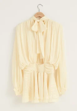 Bow Jacquard Short Dress