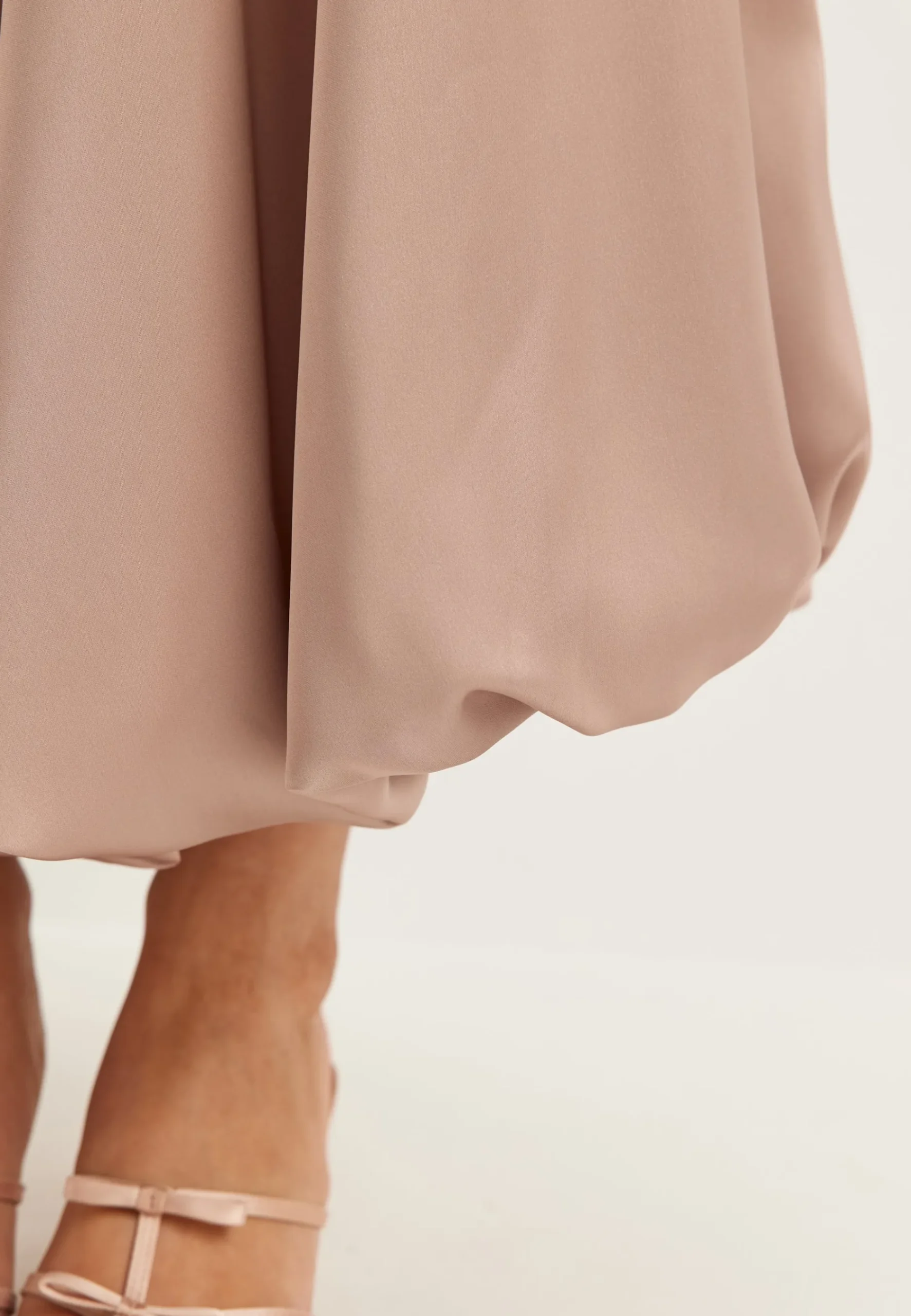 Bubble-Hem Satin Ankle Skirt