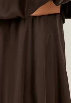Bubble-Hem Satin Ankle Skirt