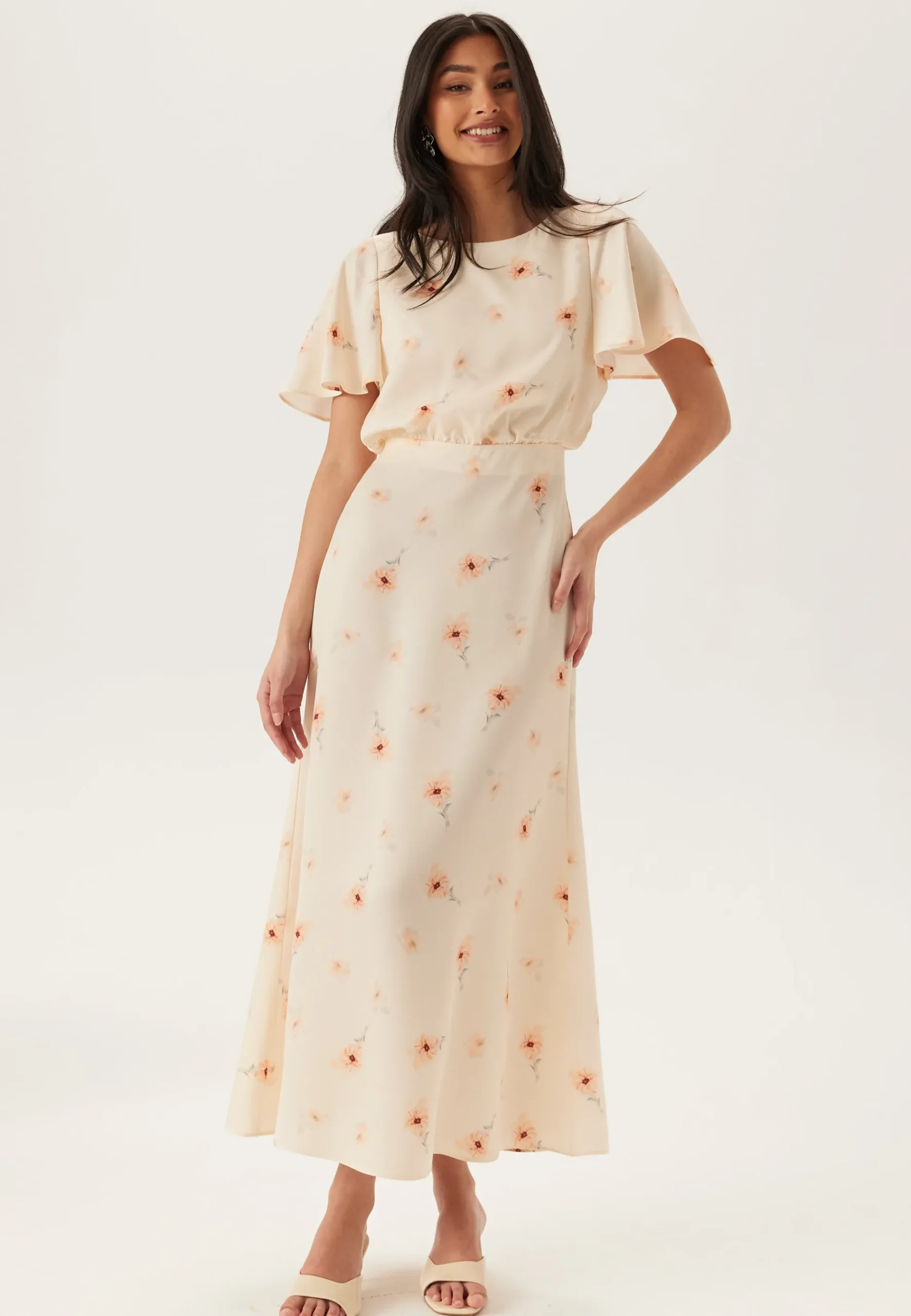 Butterfly Sleeve Ankle Dress