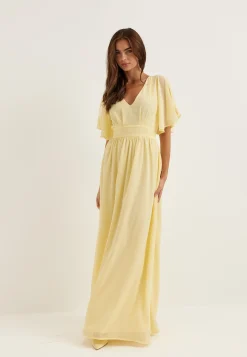 Butterfly Sleeve Chiffon Gown