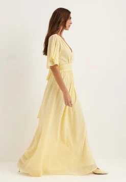 Butterfly Sleeve Chiffon Gown