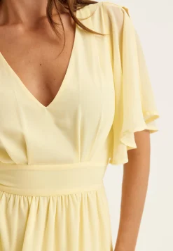 Butterfly Sleeve Chiffon Gown