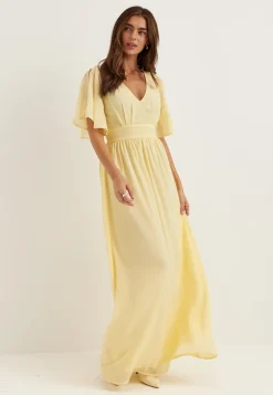 Butterfly Sleeve Chiffon Gown