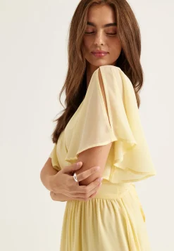 Butterfly Sleeve Chiffon Gown