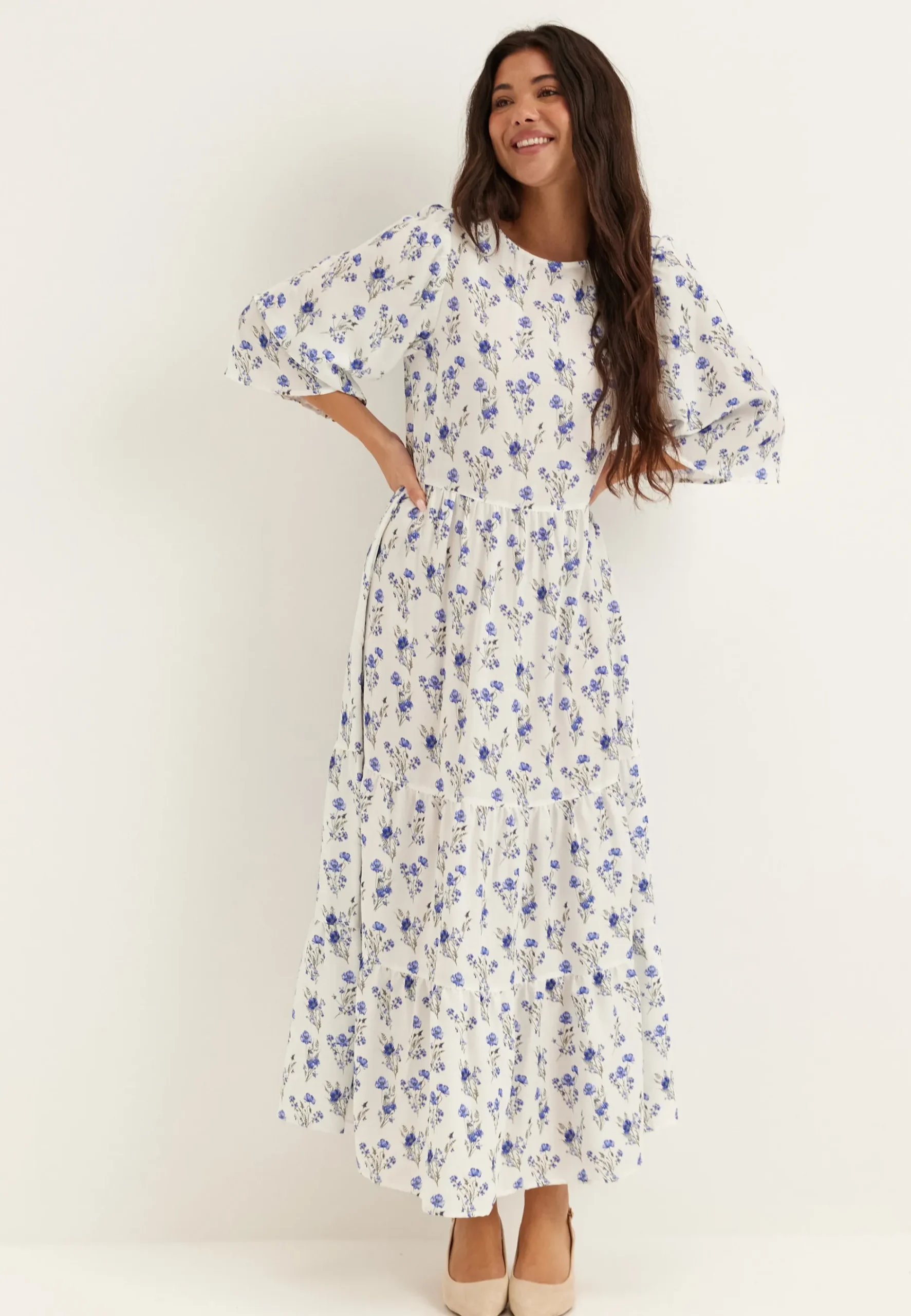 Butterfly Sleeve Maxi Dress