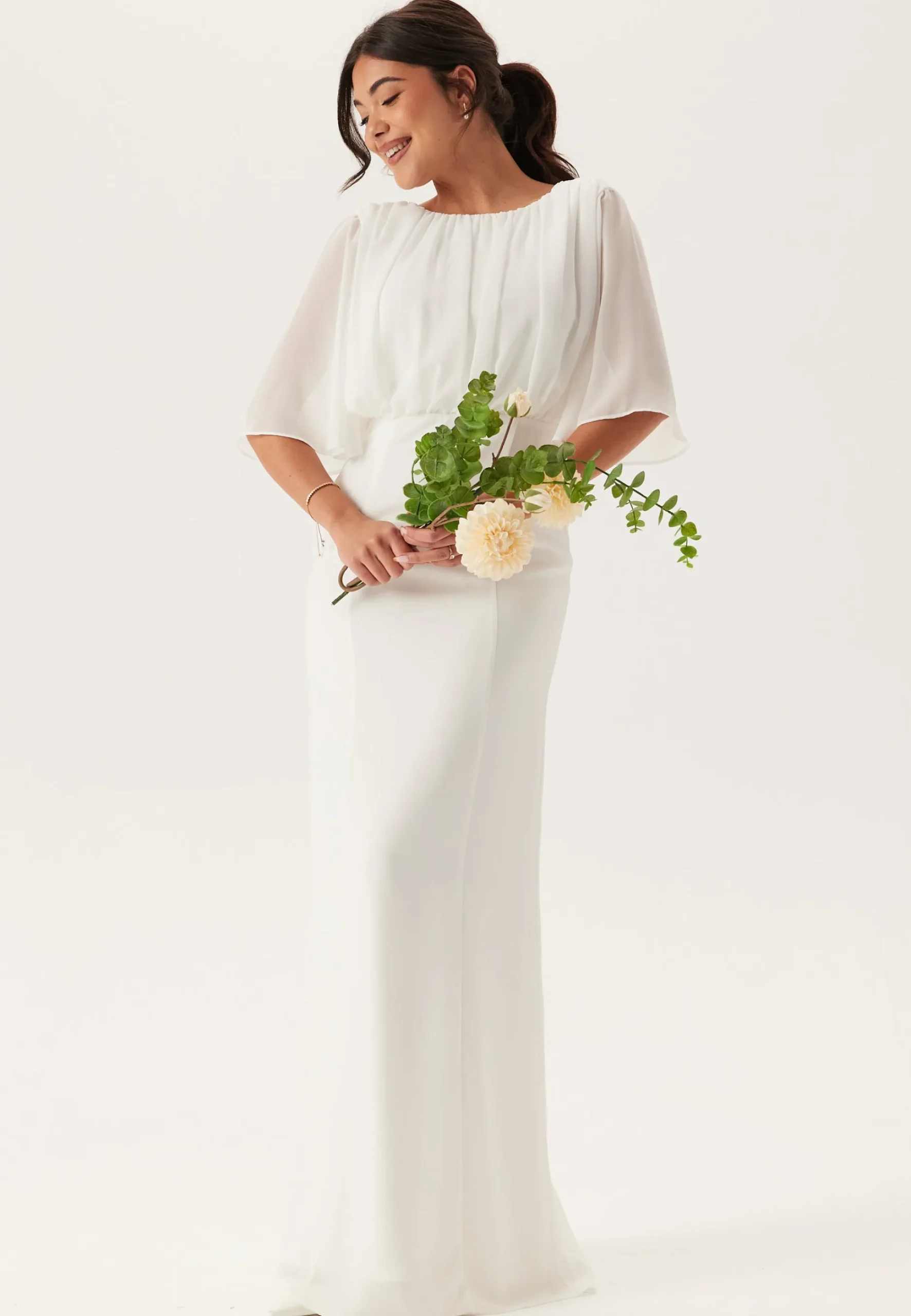 Butterfly Sleeve Mermaid Wedding Gown