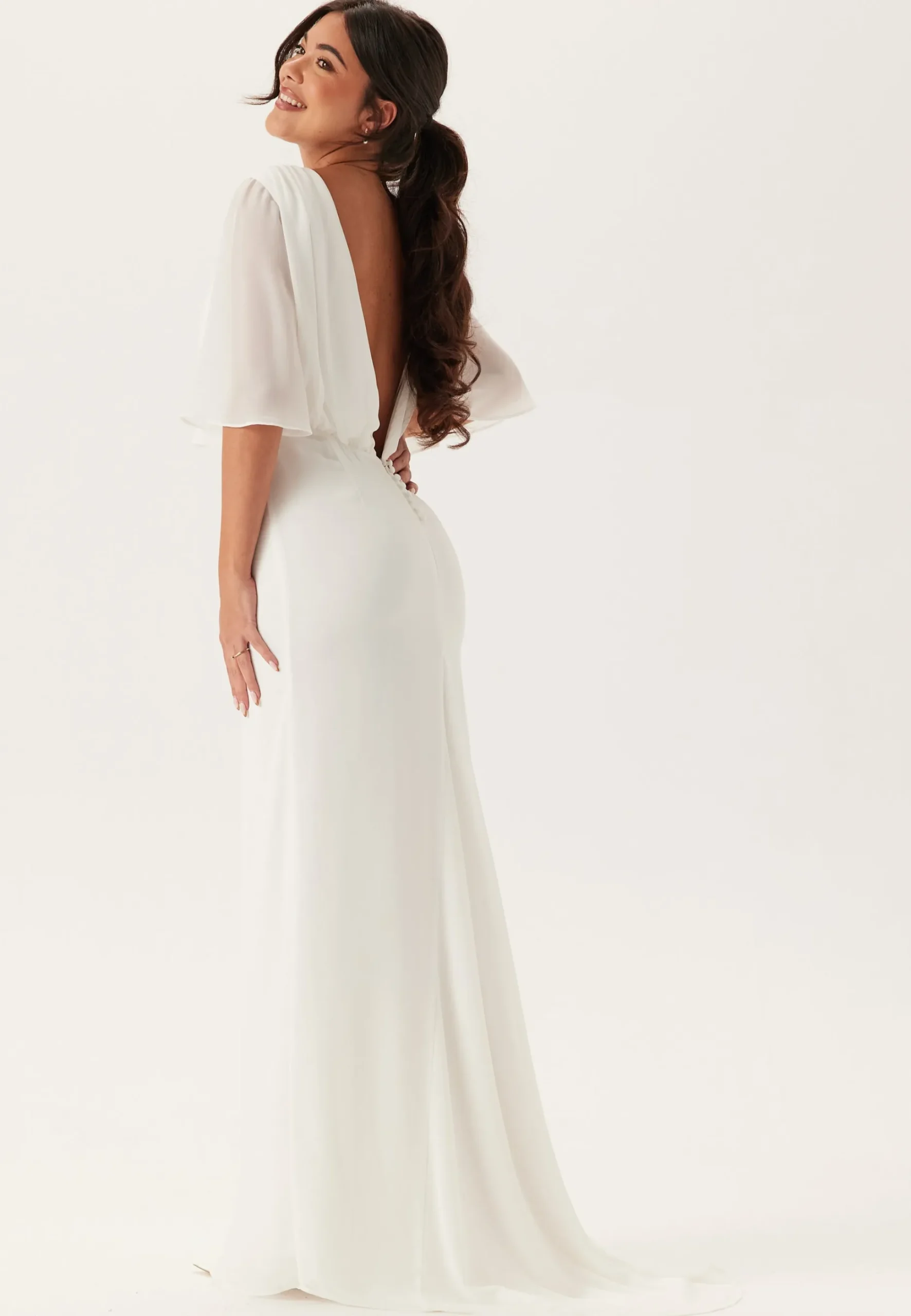 Butterfly Sleeve Mermaid Wedding Gown
