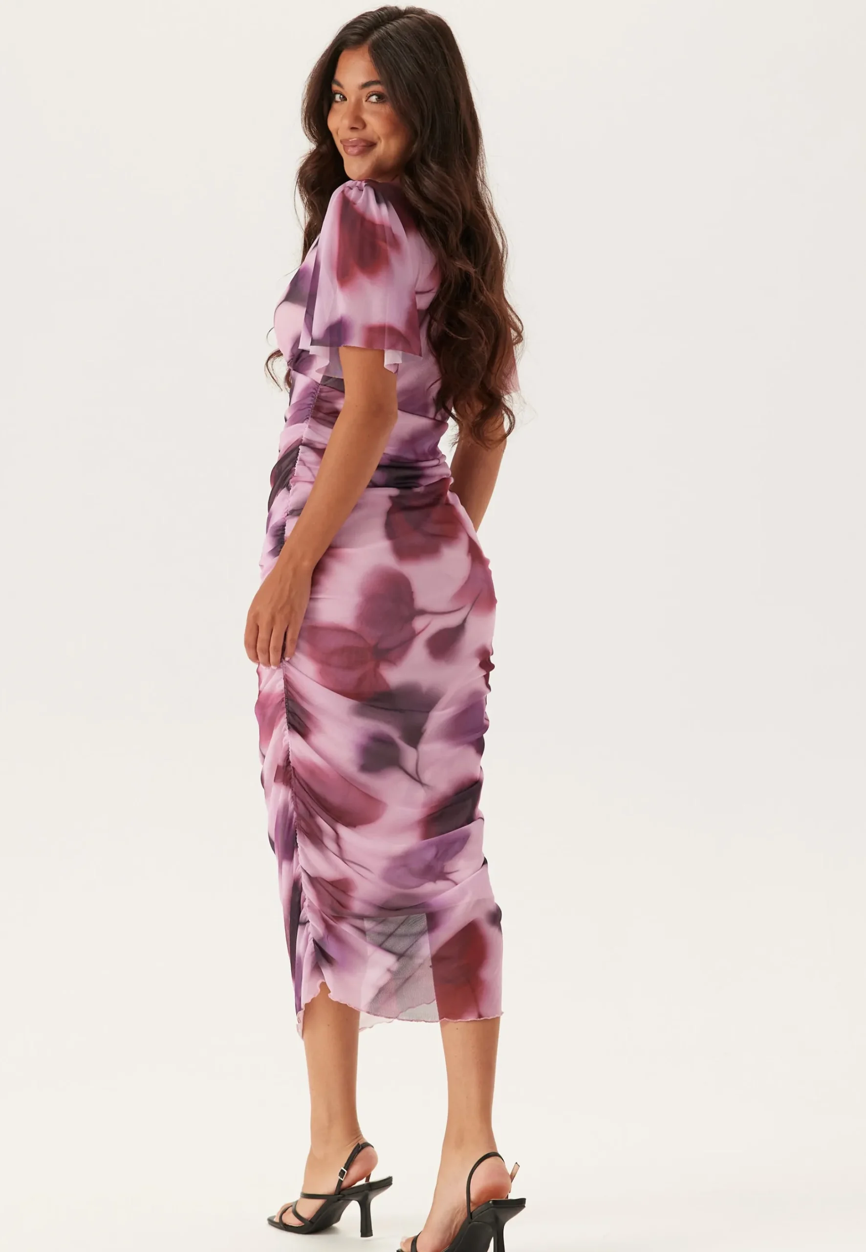 Butterfly Sleeve Mesh Ankle Dress
