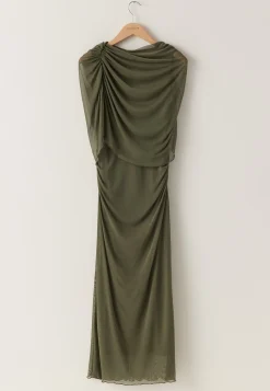 Cape Mesh Ankle Dress