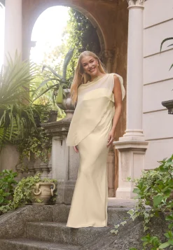 Cape Satin Maxi Dress
