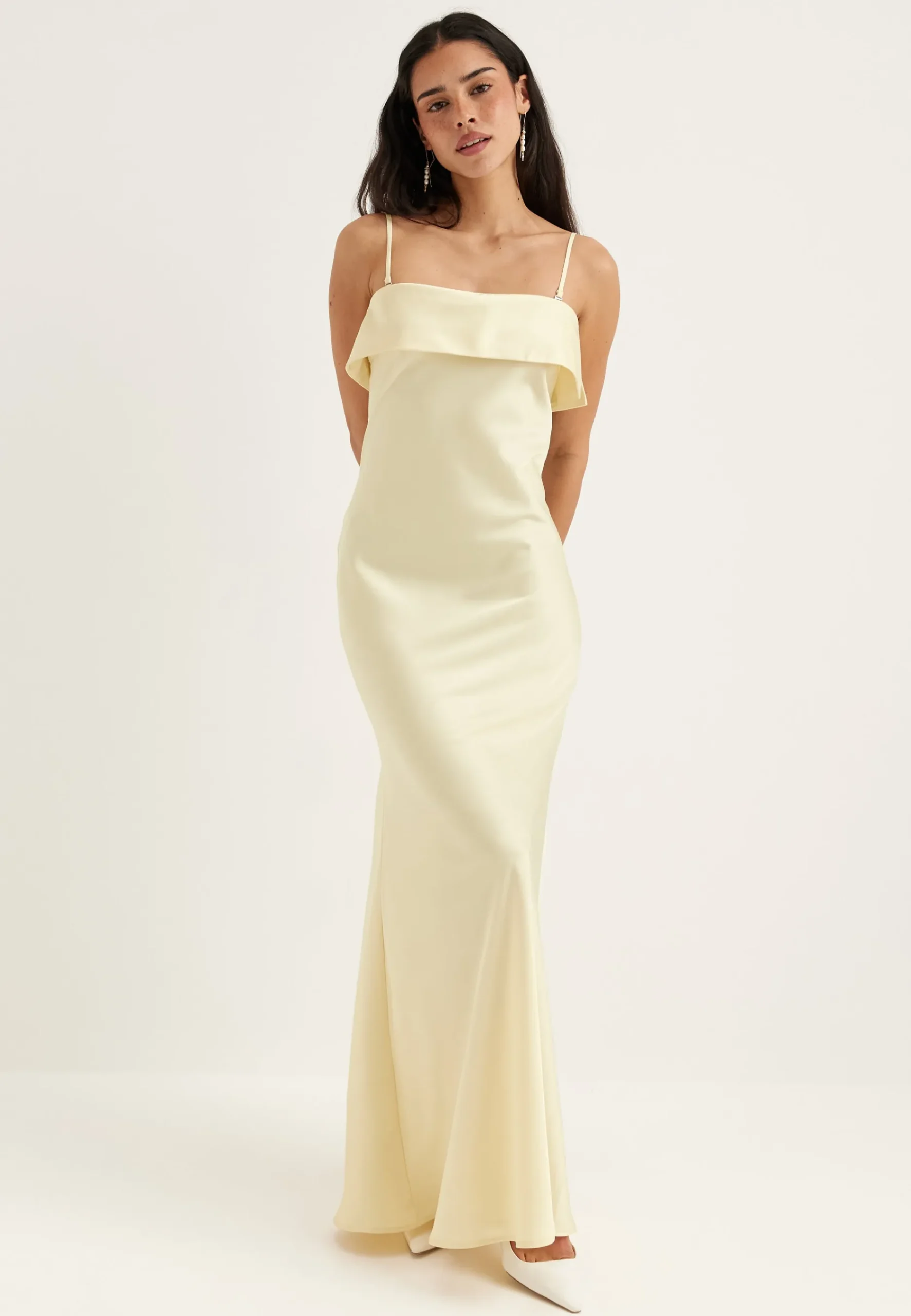 Cape Satin Maxi Dress