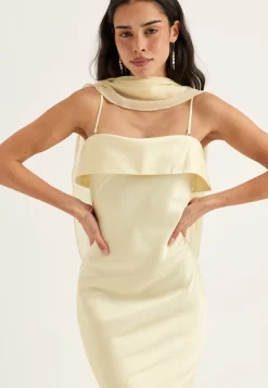 Cape Satin Maxi Dress
