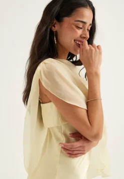 Cape Satin Maxi Dress
