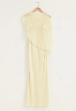 Cape Satin Maxi Dress