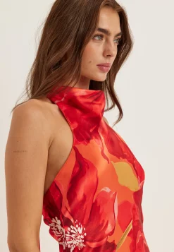 Clementine High Neck Satin Max
