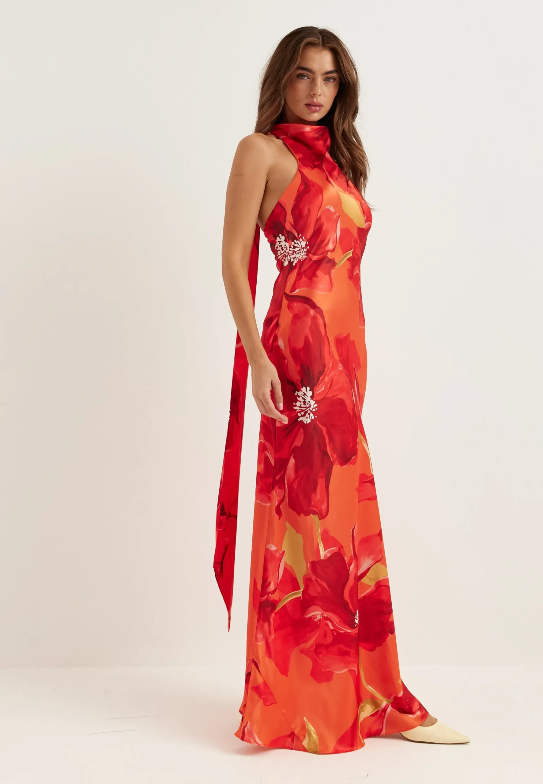 Clementine High Neck Satin Max
