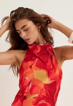 Clementine High Neck Satin Max