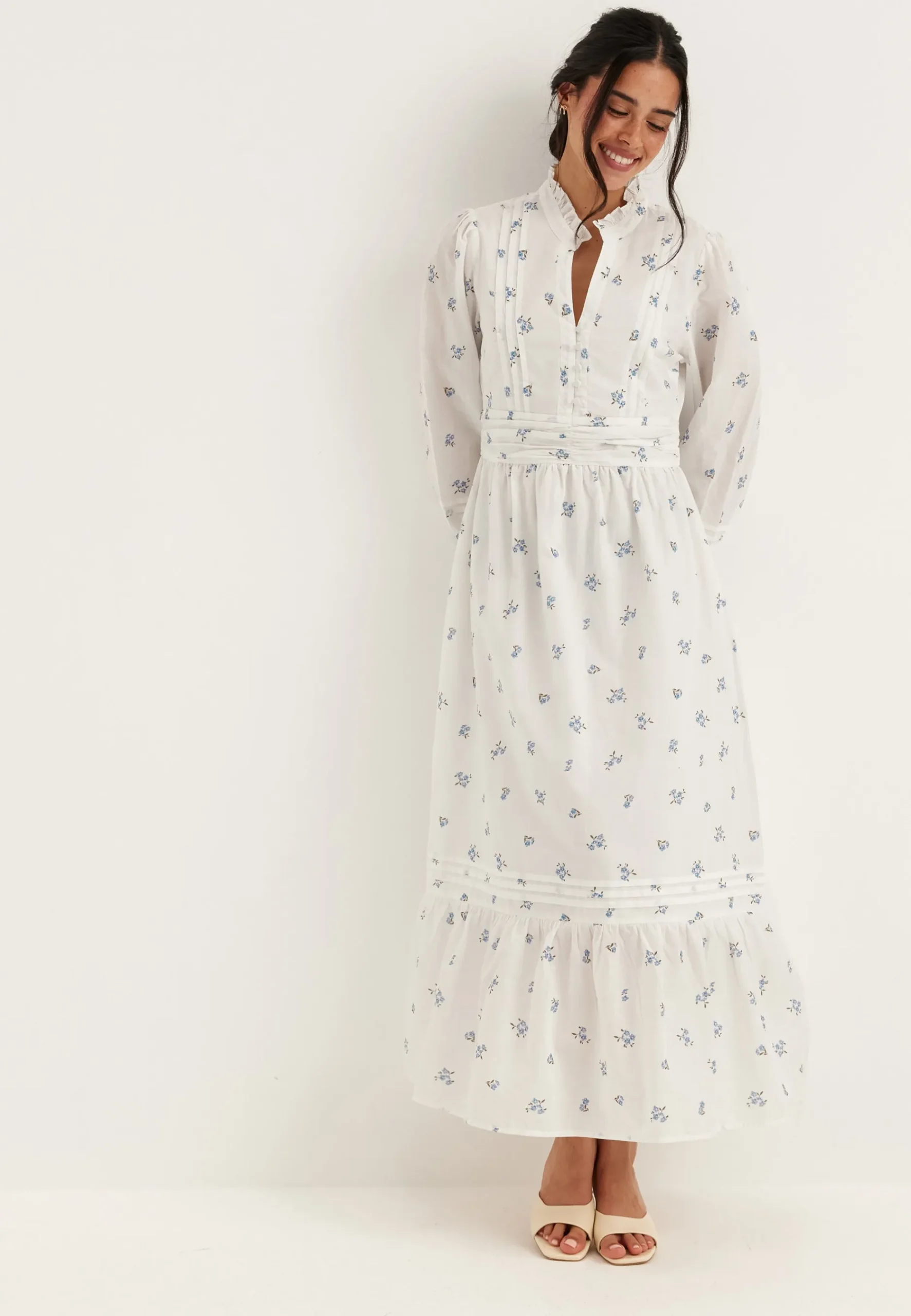 Cotton Pleated Maxi Dress