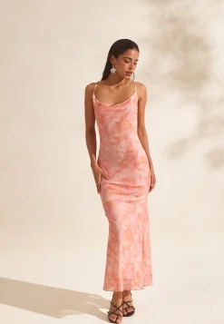 Cowl Neck Mesh Dress