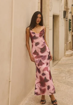 Cowl Neck Mesh Dress