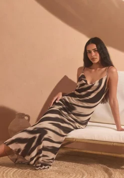 Cowl Neck Mesh Dress